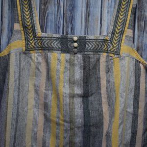 Lucky Brand Square Neck Tank Top New Gray Yellow M